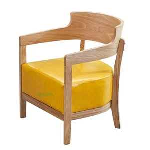 Fauteuil en bois moderne de luxe avec siège en cuir PU, design scandinave, structure stable, chaise de salon, aucun assemblage requis - Product Image 5