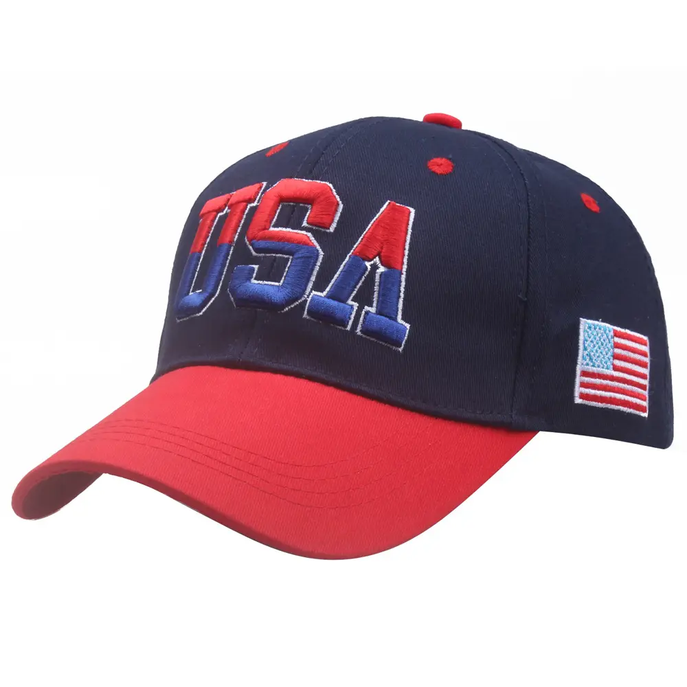 Amerikanische Flagge Baseball klassische USA bestickte Kappe Kappe 100 % Baumwolle 3D-Bestickerei Sport Baseballkappen