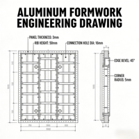 Panneau de coffrage en aluminium léger et durable de norme européenne pour les murs et colonnes de villas modernes en béton, adapté au système Rasto