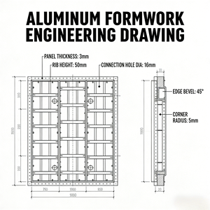 Panel de Encofrado de Aluminio Ligero y Duradero Estándar Europeo para Paredes y Columnas de Villas Modernas en Hormigón, Apto para <span class=keywords><strong>el</strong></span> Sistema <span class=keywords><strong>Rasto</strong></span> - Product Image 6