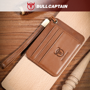 BULL CAPTAIN Tarjetero Minimalista de Cuero Genuino con Bloqueo RFID, Cartera Delgada para Tarjetas de Crédito con Correa - Product Image 1