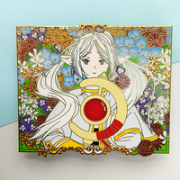 Badge personnalisé en métal, motif dessin animé anime, avec perle transparente dégradée, émail dur plaqué or, pour épingle de revers