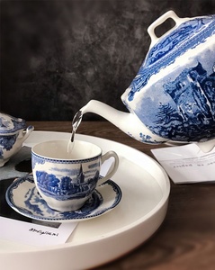 Service <span class=keywords><strong>de</strong></span> vaisselle en céramique bleue à prix réduit pour le château d'Angleterre <span class=keywords><strong>ancienne</strong></span> - Product Image 6