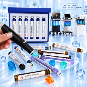Appareil d'hydrodermabrasion Skin Booster Hydra H2O2 pour soins du visage à jet d'eau, avec ampoules sérum Hydra VC et embouts booster - Product Image 2