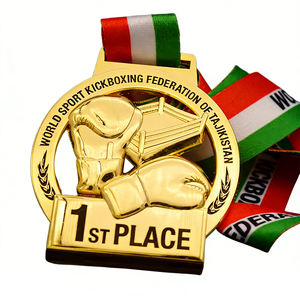 Medallas <span class=keywords><strong>de</strong></span> Boxeo y Kickboxing <span class=keywords><strong>de</strong></span> Metal Fundido Personalizadas <span class=keywords><strong>de</strong></span> Tayikistán con Acabado Chapado en Oro, Federación Mundial <span class=keywords><strong>de</strong></span> Kickboxing Deportivo - Product Image 1