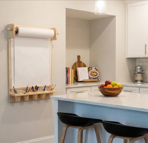 Tableau de dessin mural en bois Montessori pour enfants, gain de place, avec étagère de rangement et distributeur de rouleaux de papier - Product Image 3