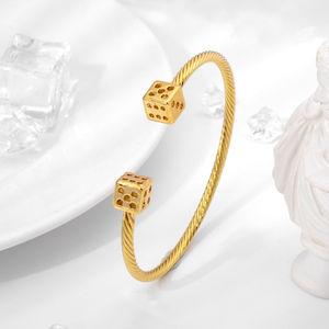 Joyería de Moda de Nigeria 2022, Brazaletes de Oro de 14K con Baño de Oro para Mujer, con Piedras de Circonio, Tamaño Personalizado, Venta al por Mayor - Product Image 1