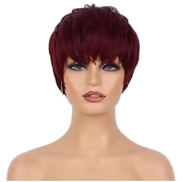 Ventes Flash Perruques Courtes Pixie Bouclées, 11 Couleurs Disponibles, Perruque Synthétique à Frange Courte pour Femmes