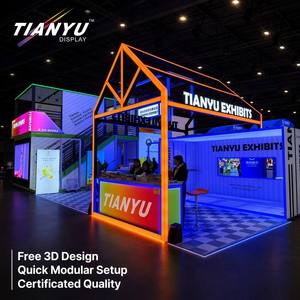 Système d'exposition modulaire en aluminium sans outils TIANYU, stand d'exposition réutilisable en tissu SEG lumineux avec bandes lumineuses LED - Product Image 1