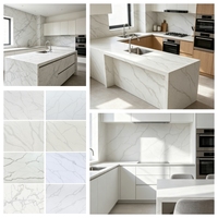 Dalle de quartz artificiel Calacatta blanc à faible teneur en silice 1600*3200mm, dalle de quartz technique pour plan de travail de cuisine et plan de travail