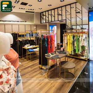 Étagère de présentation de vêtements de style nordique, armoire à vêtements en bois, étagère ouverte, aménagement intérieur de magasin - Product Image 1