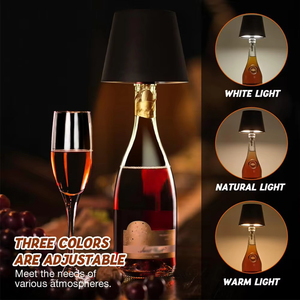 Lampada da <span class=keywords><strong>Tavolo</strong></span> Wireless a Forma di Bottiglia con Controllo Touch a 3 Colori e Dimmerazione Continua, <span class=keywords><strong>Luce</strong></span> Notturna per Decorazione Bar e Scrivania - Product Image 5