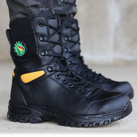 Bottes de pompier en cuir noir isolantes thermiquement avec embout en acier pour hommes, pour les opérations de sauvetage et de sécurité, OEM ODM personnalisées, ISO CE