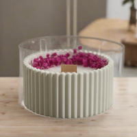 Bougie en cire de soja faite à la main dans un pot en céramique côtelé, parfum romantique, boîte personnalisée pour la Saint-Valentin, Noël, Baby Breath