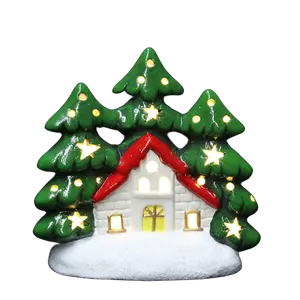 2024 Amazon New Christmas Decorations 7 Inch LED Ceramic Christmas Tree Snowman Christmas Decorations