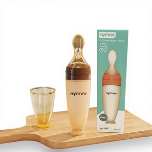 Biberon en silicone pour bébé, distributeur de nourriture intégré bol-cuillère avec conception anti-étouffement pour la diversification alimentaire des nourrissons - Product Image 1