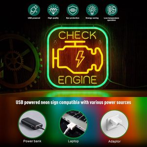 Enseigne néon LED 'Check Engine' pour garage, enseigne lumineuse '<span class=keywords><strong>Moteur</strong></span>', <span class=keywords><strong>d</strong></span>écoration murale pour <span class=keywords><strong>atelier</strong></span> de réparation automobile, 'Man Cave', salon masculin et <span class=keywords><strong>atelier</strong></span> - Product Image 5