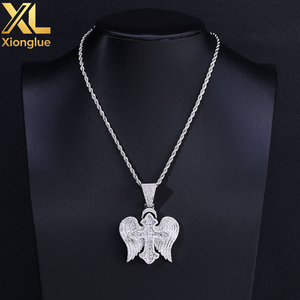 Best-selling <b>Cross</b>-shaped Wing Zircon Pendant for Men - Hip-hop Necklace Custom-made Personalized Retro-style Accessory - Product Image 4