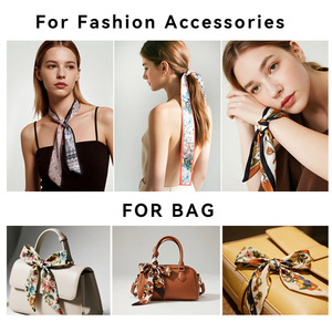 Wholesale Printed Polyester Ribbon Scarf – 90x5cm & 120x8cm Lightweight Scarf, Leaf Argyle Design Hair Neck Scarf for Women - Product Image 2