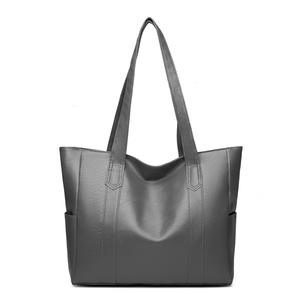 Large Capacity Contrasting Color Durable <b>Lightweight</b> Foldable Daily Shopping PU Leather Tote <b>Bag</b> - Product Image 6