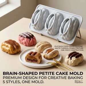 Moule à gâteau en silicone en forme de noix à 3 cavités, LFGB 100% qualité alimentaire, platine antiadhésif, sans BPA, pour mousse au chocolat - Product Image 3