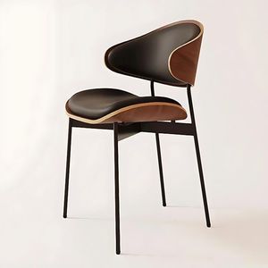 Chaise de salle à manger minimaliste italienne en bois massif sans accoudoirs avec revêtement en similicuir et pieds en métal pour la maison, l'hôtel ou le <span class=keywords><strong>restaurant</strong></span> - Product Image 2