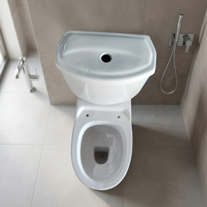 Ceramic Two Piece P-<b>Trap</b> Lavatory Dual Flush Floor Mounted Water Closet with Side Flushing and Eco-Friendly Features - Product Image 5