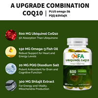 Cápsulas Blandas de CoQ10 Ubiquinol con PQQ de Proveedor de Fábrica OEM, Combinación Antioxidante Potente que Ayuda a la Energía del Corazón