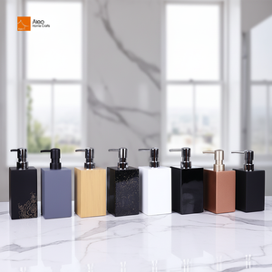 Dispensador de Jabón, Loción o Champú AELO, Moderno, Cuadrado, Blanco y Negro, de Poliresina Reciclada, Fácil de Limpiar, para Baño - Product Image 6