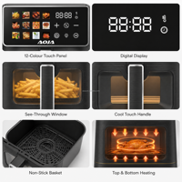 Friteuse à air électrique intelligente moderne de haute qualité 6L/8L, vente en gros directe d'usine, idéale pour toute la famille