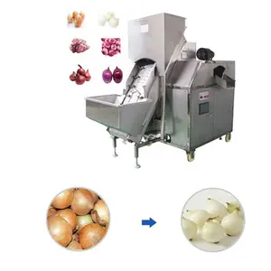 Máquina automática de corte de raiz de cebola industrial de alta velocidade descascadora de cebola