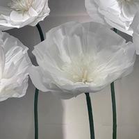 Grandes fleurs artificielles géantes en organza et papier pour la décoration de la maison et de mariages, blanches, autoportantes, pour la Saint-Valentin et les remises de diplômes