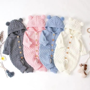 Vente chaude <span class=keywords><strong>hiver</strong></span> bébé tricot <span class=keywords><strong>manteau</strong></span> doux à manches longues chaud pull à capuche veste pour décontracté couleur unie bébé vêtements - Product Image 2