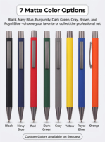 Stylo bille en aluminium doux au toucher, corps recouvert de caoutchouc, clip couleur bronze, écriture fluide, encre noire/bleue, cadeau promotionnel, logo personnalisé