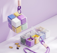 Nouvelle boîte à pilules magnétique en plastique avec cordon, portable, 8 compartiments, simple, étanche à l'humidité, fermeture protectrice
