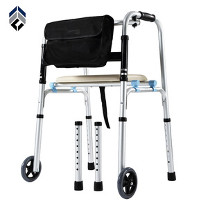 Hejianze <b>Walker</b> Rollator With Seat And Bag For <b>Elderly</b> Mobility Assistance Aluminum Frame 4 Wheels Adjustable Height - Product Image 1
