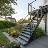 Escalier extérieur droit pour locatif avec structure en acier fiable et finition à faible entretien