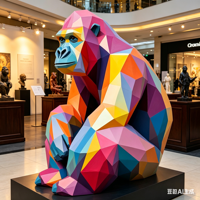 Sculpture de gorille en fibre de verre peinte | Ornement de dessin animé 3D personnalisé à grande échelle |   Art en résine pour l'intérieur et l'extérieur | Décoration de centre commercial