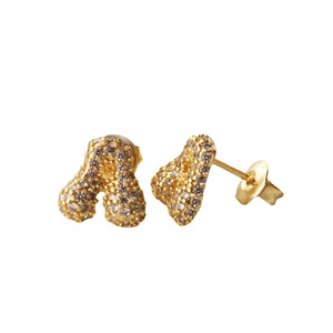 Boucles <span class=keywords><strong>d</strong></span>'oreilles en laiton à la mode pour femmes de luxe à vente chaude cuivre plaqué or 26 Alphabet anglais Niche Zircon incrusté transfrontalier - Product Image 5