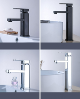 Keran Wastafel Hitam Model Kotak Tinggi Terlaris, Keran Kamar Mandi Tuas Tunggal Panas Dingin, Keran Mixer Wastafel Kamar Mandi