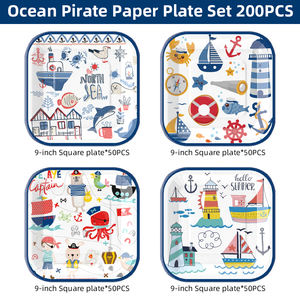 Fournitures de fête pirate Desserts assiettes en papier tasses serviettes ensembles de vaisselle jetable décorations de fête d'anniversaire pour enfants - Product Image 6