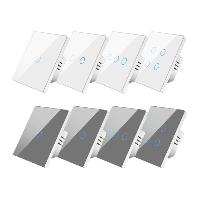 Tuya 1/2/3 /4 Gang WiFi Zigbee Smart Switch EU Standard 86*86 Voice Control Remote Control Switches with Aluminium Frame Option