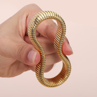 Bracelet extensible Tubogas haut de gamme en acier inoxydable plaqué or 18 carats pour femme, coloris or, argent, noir, inaltérable, Collier Acier Ganku
