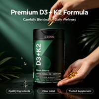 Gélules végétaliennes de Vitamine D3 K2 à base de Lichen, D3 d'origine végétale, K2 fermenté au Natto, absorption du calcium, densité osseuse, santé artérielle