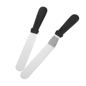 Edelstahl gerader Spatula 4 Zoll 6 Zoll 12 Zoll Kunststoffgriff Butter gerader Kurven-Spatula Kuchen Back-Spatula