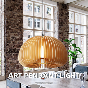 Wooden Art Chandelier Creative Woven Rattan Pendant Light for Restaurant and Shopping Mall Bamboo Lamp - Product Image 2