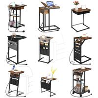 Table d'appoint en forme de C en gros, Table de service TV en forme de C pour salon, Table d'appoint en forme de C pour chambre à coucher et petits espaces