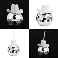 Vaso de vaquero con efecto bola de discoteca, electrochapado, degradado, luminoso, para despedidas de soltera, bodas, celebraciones, recepciones y reuniones, accesorios novedosos para bebidas