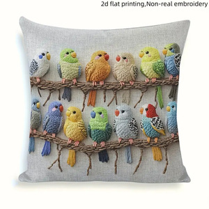 Federa Quadrata con Stampa 2D di Pappagallo Colorato, Morbida e Delicata sulla Pelle, in Peluche Corto, Design Moderno e Semplice per Divano - Product Image 2