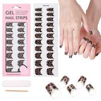 Patchs d'ongles en gel 3D sans UV, imprimé léopard, imperméables, auto-adhésifs, longue durée, sans danger pour les enfants, non toxiques, à polymériser avec lampe UV, 22
